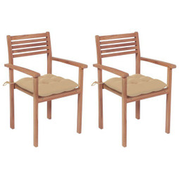 vidaXL 3062280 - Garden Chairs 2 pcs with Cushions Solid Teak Wood