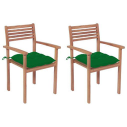 vidaXL 3062282 - Garden Chairs 2 pcs with Cushions Solid Teak Wood