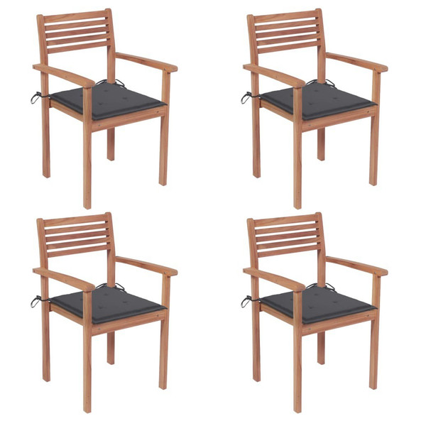 vidaXL 3062289 - Garden Chairs 4 pcs with Cushions Solid Teak Wood