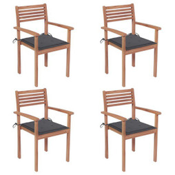 vidaXL 3062289 - Garden Chairs 4 pcs with Cushions Solid Teak Wood