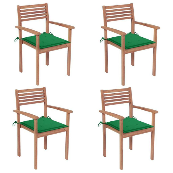 vidaXL 3062294 - Garden Chairs 4 pcs with Cushions Solid Teak Wood