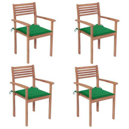 vidaXL 3062294 - Garden Chairs 4 pcs with Cushions Solid Teak Wood