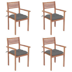 vidaXL 3062305 - Garden Chairs 4 pcs with Cushions Solid Teak Wood