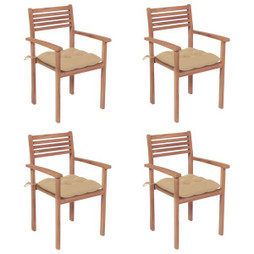 vidaXL 3062307 - Garden Chairs 4 pcs with Cushions Solid Teak Wood