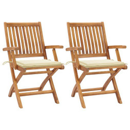 vidaXL 3062408 - Garden Chairs 2 pcs with Cushions Solid Teak Wood