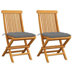 vidaXL 3062476 - Garden Chairs with Cushions 2 pcs Solid Teak Wood