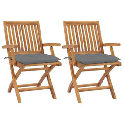 vidaXL 3062422 - Garden Chairs 2 pcs with Cushions Solid Teak Wood