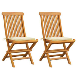 vidaXL 3062462 - Garden Chairs with Cushions 2 pcs Solid Teak Wood