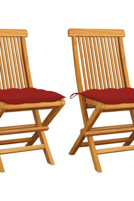 vidaXL 3062481 - Garden Chairs with Cushions 2 pcs Solid Teak Wood