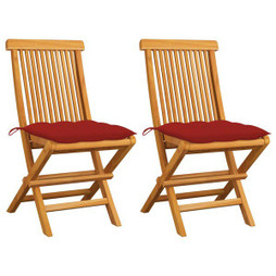 vidaXL 3062481 - Garden Chairs with Cushions 2 pcs Solid Teak Wood