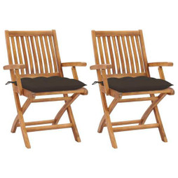vidaXL 3062429 - Garden Chairs 2 pcs with Cushions Solid Teak Wood