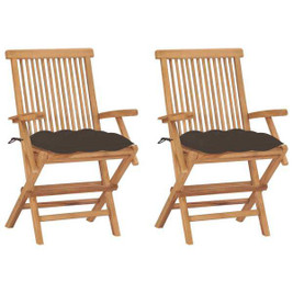 vidaXL 3062510 - Garden Chairs with Cushions 2 pcs Solid Teak Wood