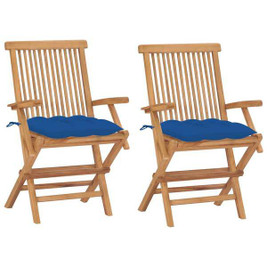 vidaXL 3062512 - Garden Chairs with Cushions 2 pcs Solid Teak Wood