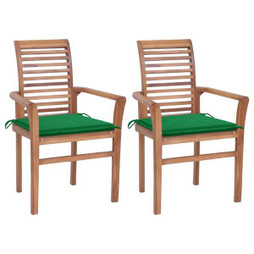 vidaXL 3062600 - Dining Chairs 2 pcs with Cushions Solid Teak Wood