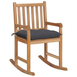 vidaXL 3062772 - Rocking Chair with Anthracite Cushion Solid Teak Wood