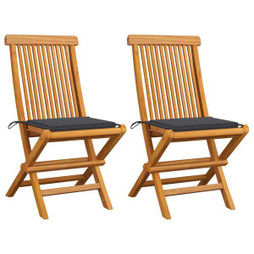 vidaXL 3062460 - Garden Chairs with Cushions 2 pcs Solid Teak Wood