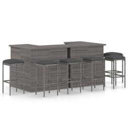 vidaXL 3064927 - 8 Piece Garden Bar Set with Cushions Poly Rattan