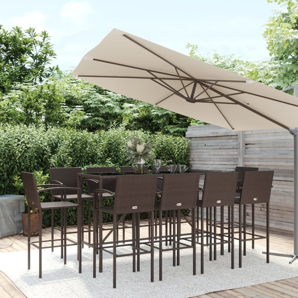 vidaXL 3187662 - 11 Piece Garden Bar Set Poly Rattan