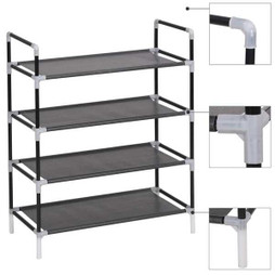 vidaXL 245628 - Shoe Rack with 4 Shelves Metal and Non-woven Fabric