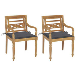 vidaXL 3062127 - Batavia Chairs 2 pcs with Cushions Solid Teak Wood