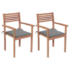 vidaXL 3062263 - Garden Chairs 2 pcs with Cushions Solid Teak Wood