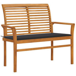 vidaXL 3062649 - Garden Bench with Cushion 112 cm Solid Teak Wood