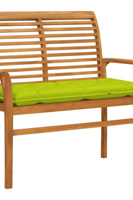 vidaXL 3062675 - Garden Bench with Bright Cushion 112 cm Solid Teak Wood