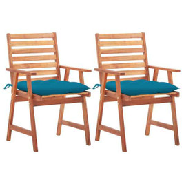 vidaXL 3064339 - Outdoor Dining Chairs 2 pcs with Cushions Solid Acacia Wood