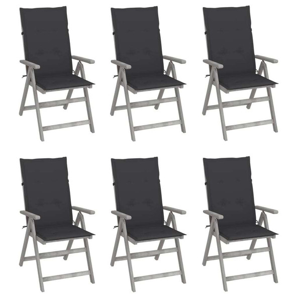 vidaXL 3065317 - Garden Reclining Chairs 6 pcs with Cushions Solid Acacia Wood