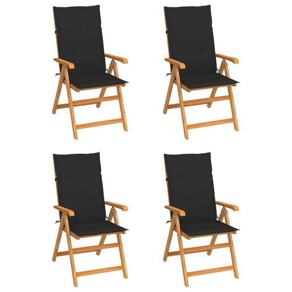 vidaXL 3065537 - Garden Chairs 4 pcs with Cushions Solid Teak Wood