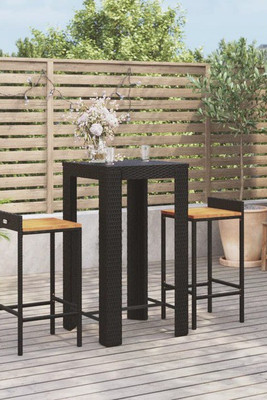 vidaXL 3187706 - 3 Piece Garden Bar Set Poly Rattan&Solid Wood Acacia