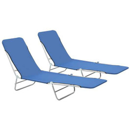 vidaXL 44299 - Folding Sun Loungers 2 pcs Steel and Fabric