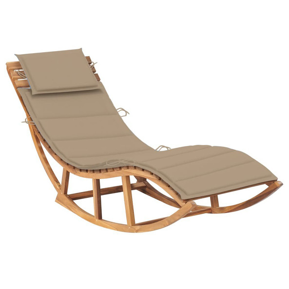 vidaXL 3063336 - Rocking Sun Lounger with Cushion Solid Teak Wood