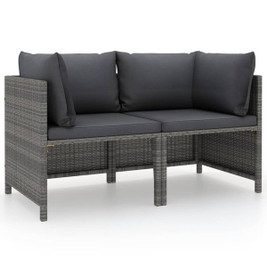 vidaXL 313498 - 2-Seater Garden Sofa with Cushions Poly Rattan