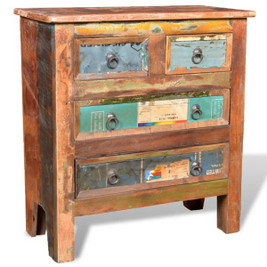 vidaXL 241136 - Reclaimed Cabinet Solid Wood with 4 Drawers