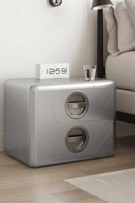 vidaXL 242116 - Aviator End Table with 2 Drawers Vintage Aircraft Airman Style