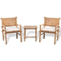 vidaXL 41892 - 3 Piece Bistro Set with Cushions Bamboo