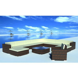 vidaXL 42091 - 12 Piece Garden Lounge Set with Cushions Poly Rattan