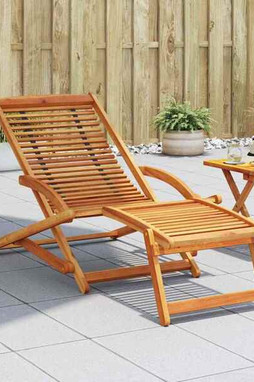 vidaXL 41806 - Deck Chair with Footrest Solid Acacia Wood