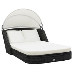 vidaXL 41983 - Sun Lounger with Canopy Poly Rattan