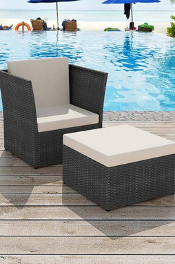 vidaXL 41981 - Garden Chair with Stool Poly Rattan