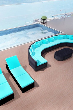 vidaXL 42397 - 13 Piece Garden Lounge Set with Cushions Poly Rattan Blue