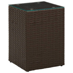 vidaXL 316377 - Side Table with Glass Top 35x35x52 cm Poly Rattan