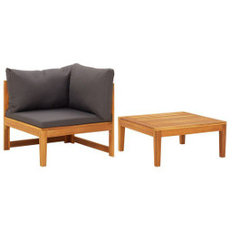 vidaXL 316321 - 2 Piece Garden Lounge Set with Dark Cushions Acacia Wood