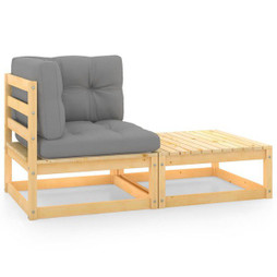 vidaXL 805750 - 2 Piece Garden Lounge Set with Cushions Solid Wood Pine