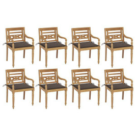 vidaXL 3073357 - Batavia Chairs with Cushions 8 pcs Solid Teak Wood