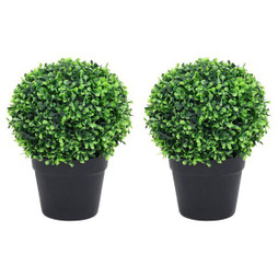 vidaXL 336520 - Plantes de buis artificiel 2 pcs avec pots Boule 27 cm