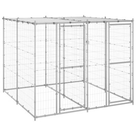 vidaXL 3082271 - Outdoor Dog Kennel Galvanised Steel with Roof 4.84 m²