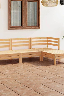 vidaXL 3082627 - 4 Piece Garden Lounge Set Solid Pinewood