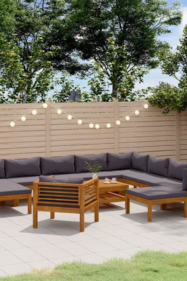 vidaXL 3086911 - 12 Piece Garden Lounge Set with Cushion Solid Acacia Wood